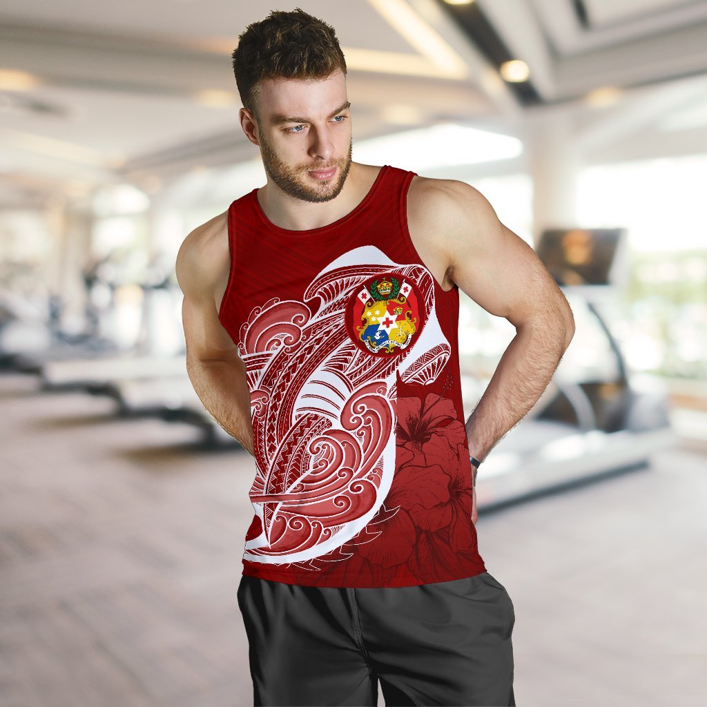 Tonga Men'S Tank Top Shark Coat Of Arms - Polynesian Pride