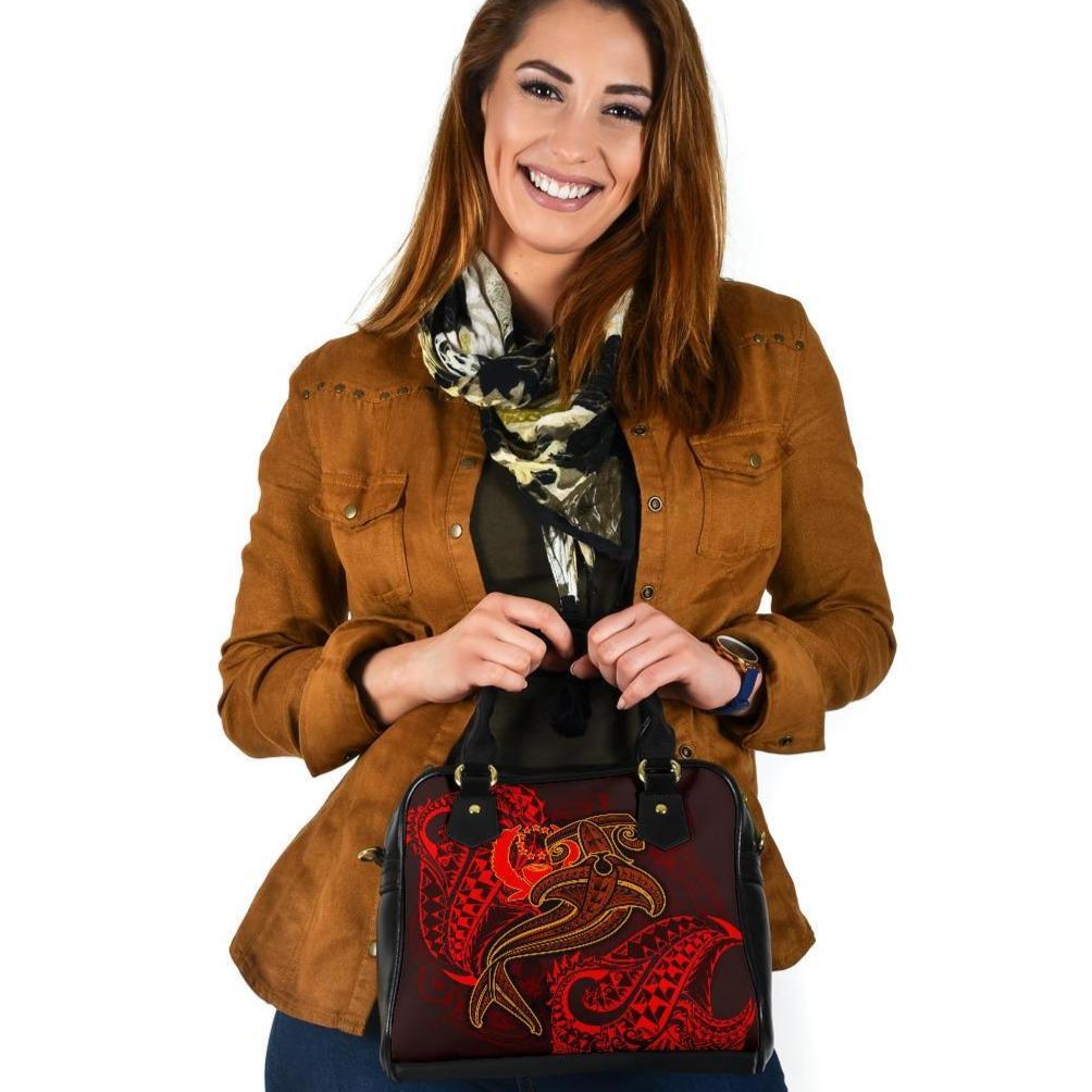 Pohnpei Shoulder Handbag - Red Shark Polynesian Tattoo One Size Red - Polynesian Pride