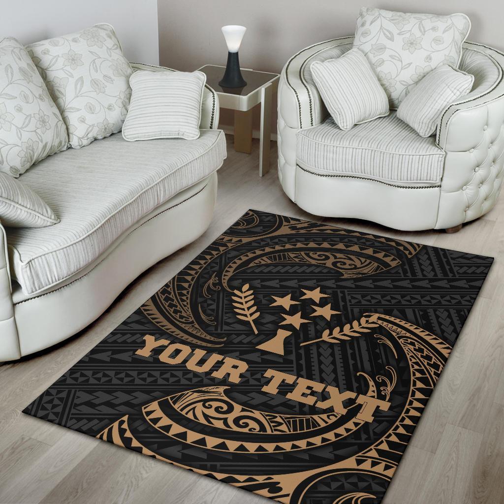 Kosrae Micronesia Custom Personalised Area Rug - Gold Tribal Wave - Polynesian Pride