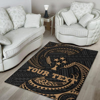 Kosrae Micronesia Custom Personalised Area Rug - Gold Tribal Wave - Polynesian Pride