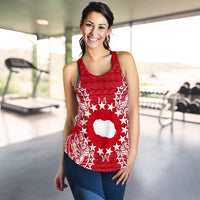 Cook Islands Polynesian Women Tank Top Map Red White - Polynesian Pride