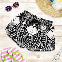 Samoa Polynesian Women's Shorts - Samoa White Seal with Polynesian Tattoo Women White - Polynesian Pride