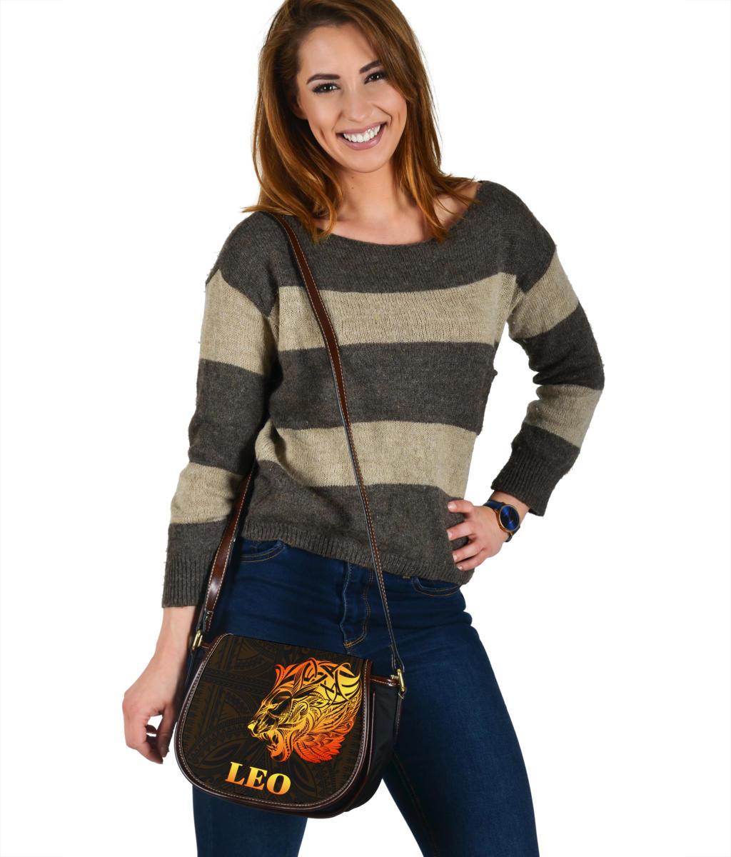 Sun In Leo Zodiac Saddle Bag Polynesian Tattoo Simple - Orange Black - Polynesian Pride