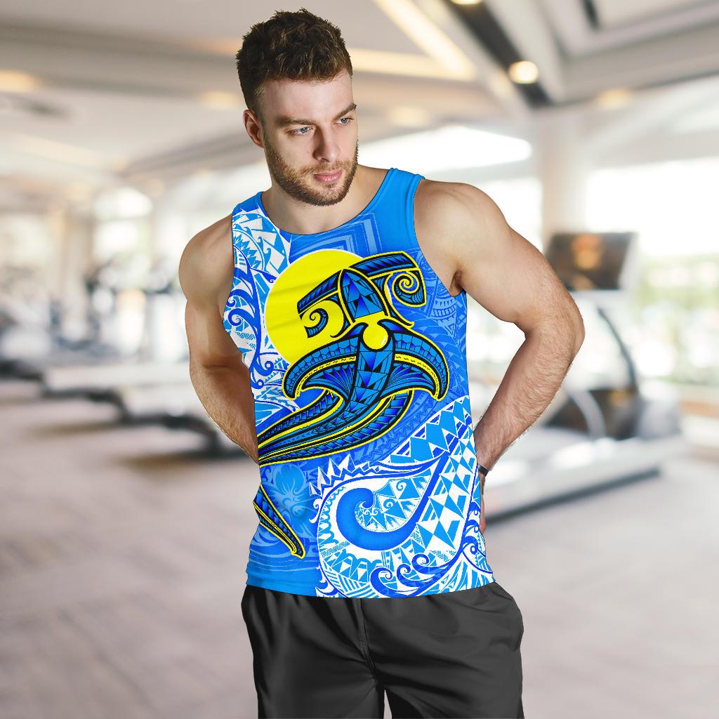 Palau Polynesian Men's Tank Top - Palau Flag with Polynesian Tattoo - Polynesian Pride