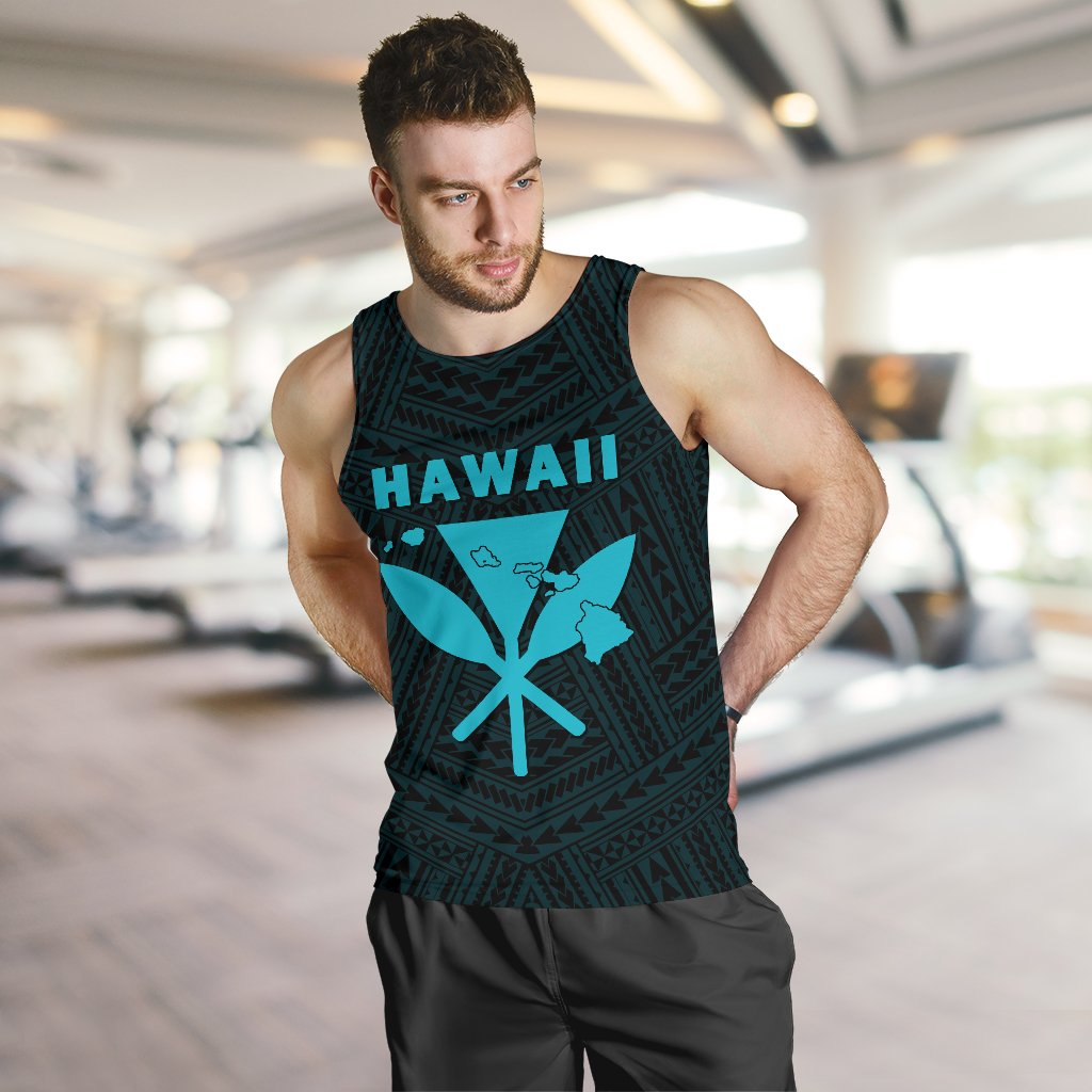 Hawaii Kanaka Polynesian Men's Tank Top Blue - Polynesian Pride