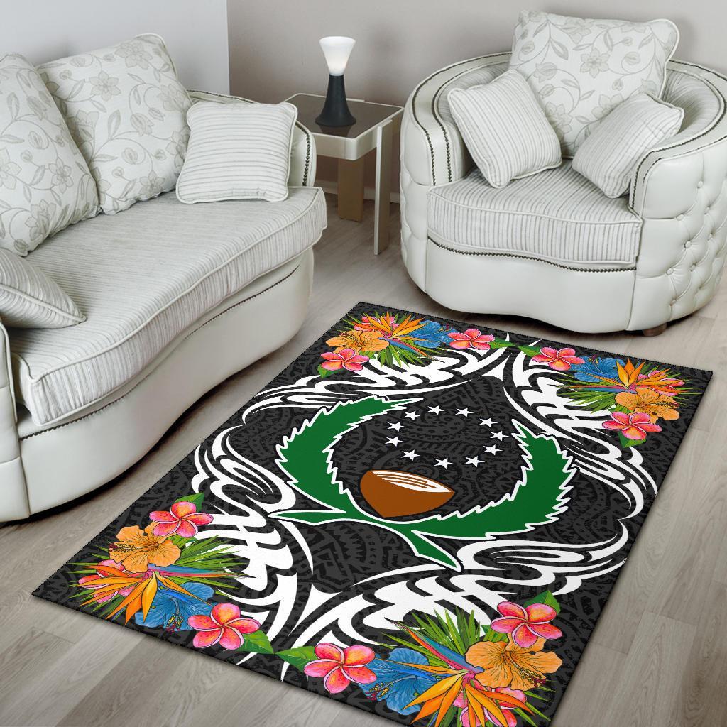 Pohnpei State Area Rug - Coat OfArmsWith Tropical Flowers - Polynesian Pride