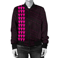 Hawaii Kakau Polynesian Anchor Women's Bomber Jacket - Pink - Polynesian Pride