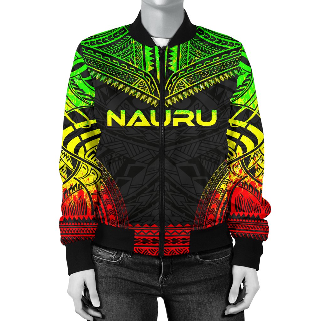 Nauru Polynesian Chief Women'S Bomber Jacket - Reggae Version - Polynesian Pride