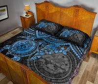 Federated States Of Micronesia Quilt Bed Set - Federated States Of Micronesia Seal & Blue Turtle Hibiscus - Polynesian Pride