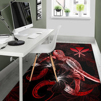 Hawaii Polynesian Area Rugs - Turtle With Blooming Hibiscus Red - Polynesian Pride