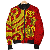 Polynesian Hawaii (Kanaka Maoli) Men Bomber Jacket - Red Tentacle Turtle - Polynesian Pride