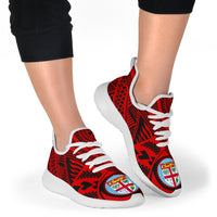 Fiji Polynesian Tattoo Mesh Knit Sneakers Red - Polynesian Pride