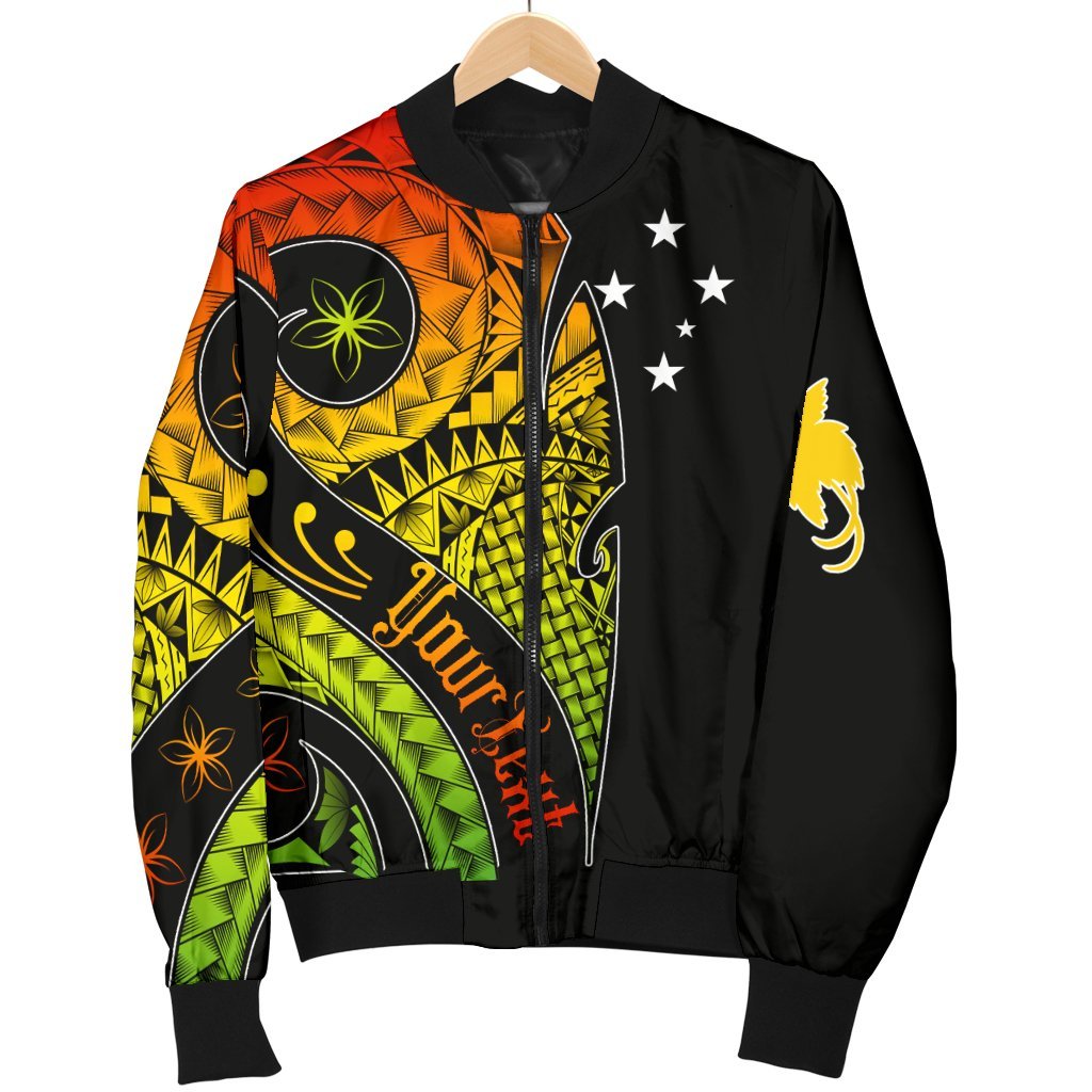 Papua New Guinea Personalised Men's Bomber Jacket - PNG Bird And Polynesian Decorative Pattern - Polynesian Pride