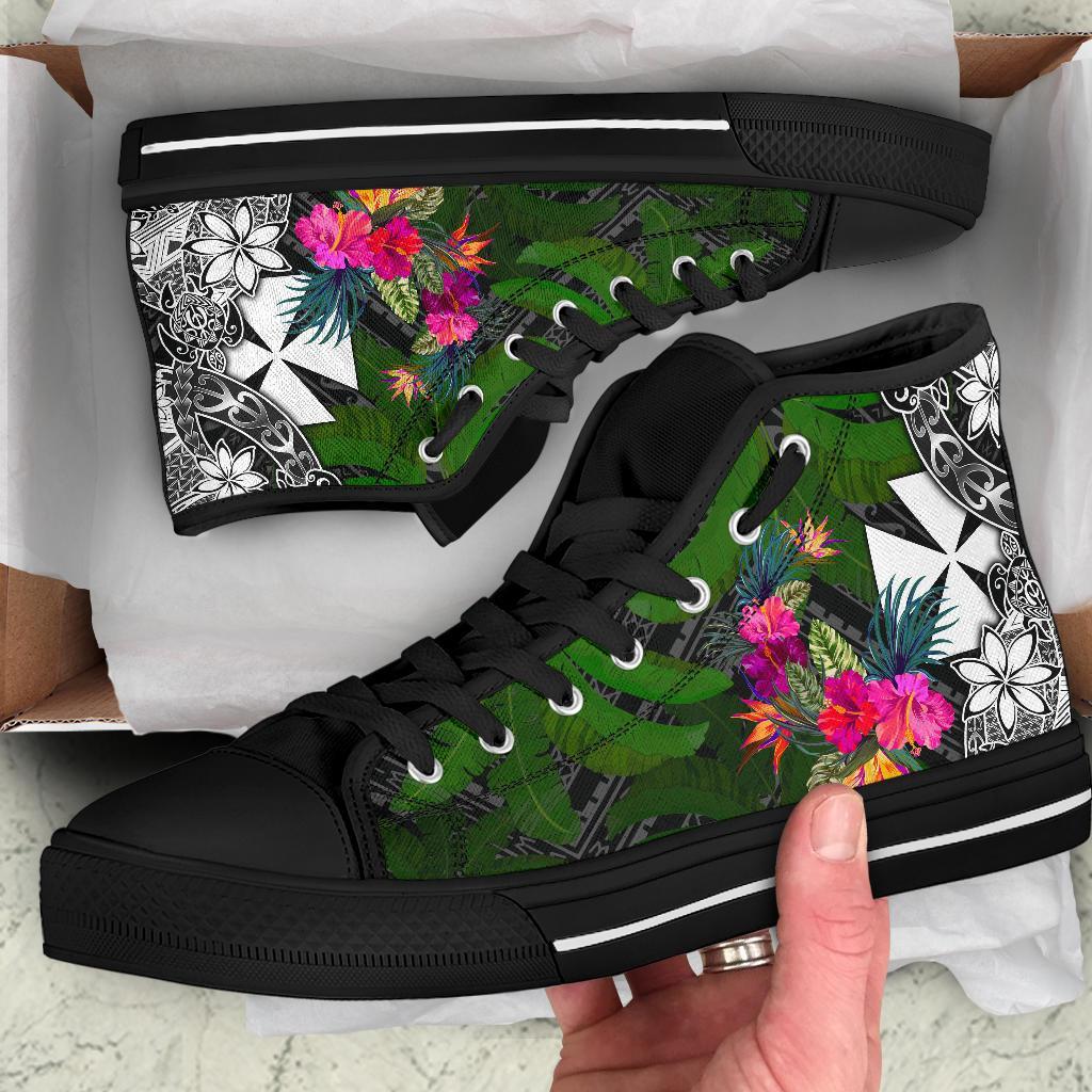Wallis and Futuna High Top Shoes - Turtle Plumeria Banana Leaf - Polynesian Pride