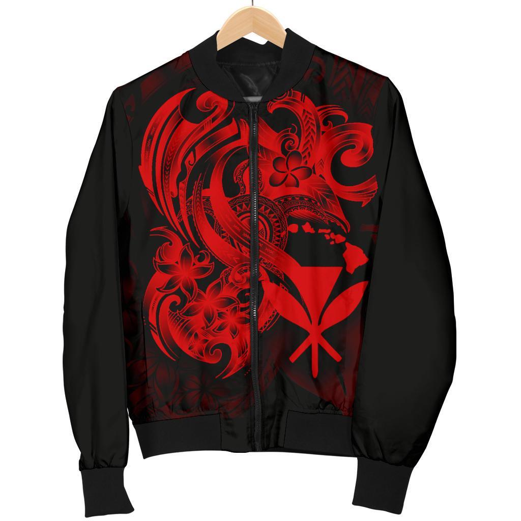 Polynesian Hawaii Men's Bomber Jacket - Kanaka Maoli Red Turtle Red - Polynesian Pride