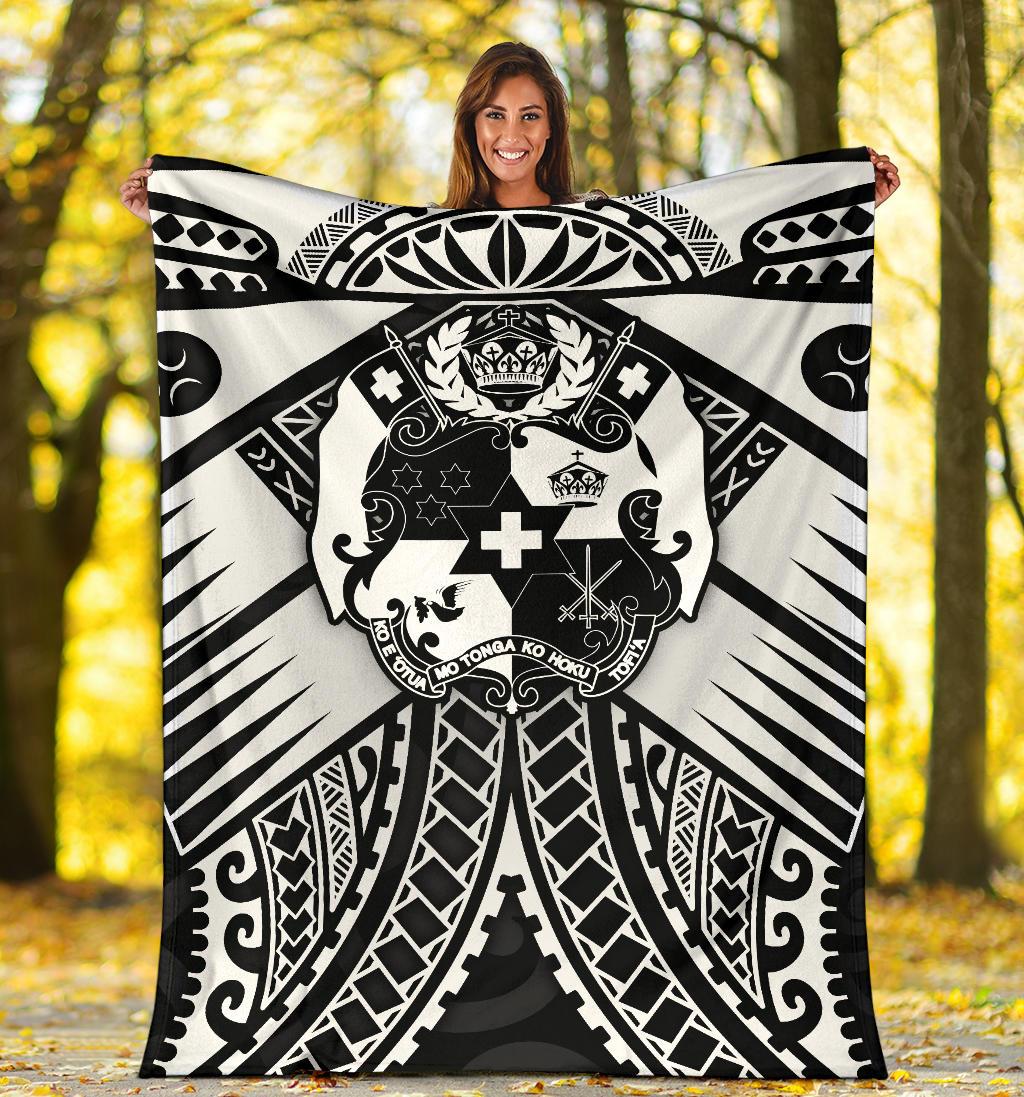 Tonga Polynesian Premium Blanket - Tonga White Seal with Polynesian tattoo - Polynesian Pride
