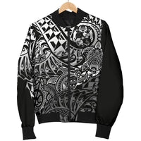 Tonga Polynesian Bomber Jacket (Men) - White Turtle Flowing - Polynesian Pride