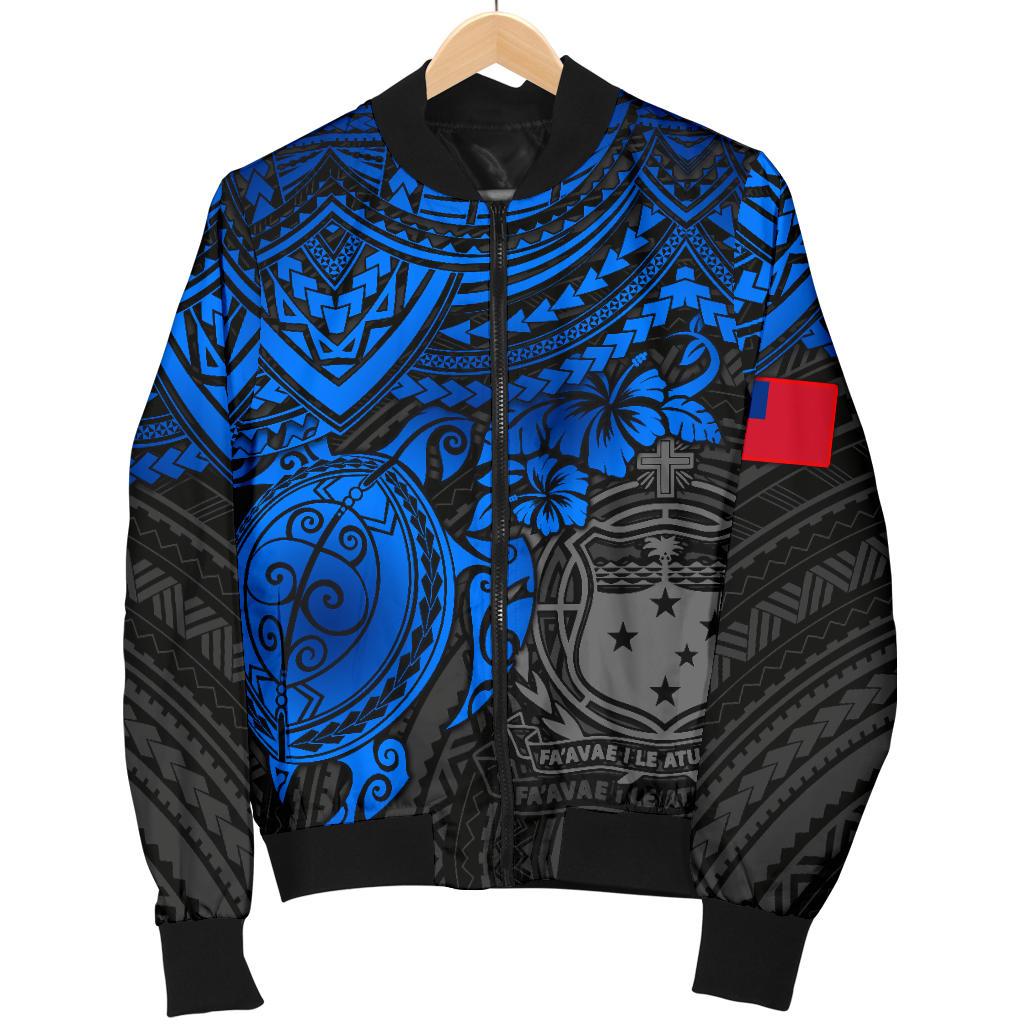 Samoa Polynesian Bomber Jacket (Men) - Blue Turtle - Polynesian Pride