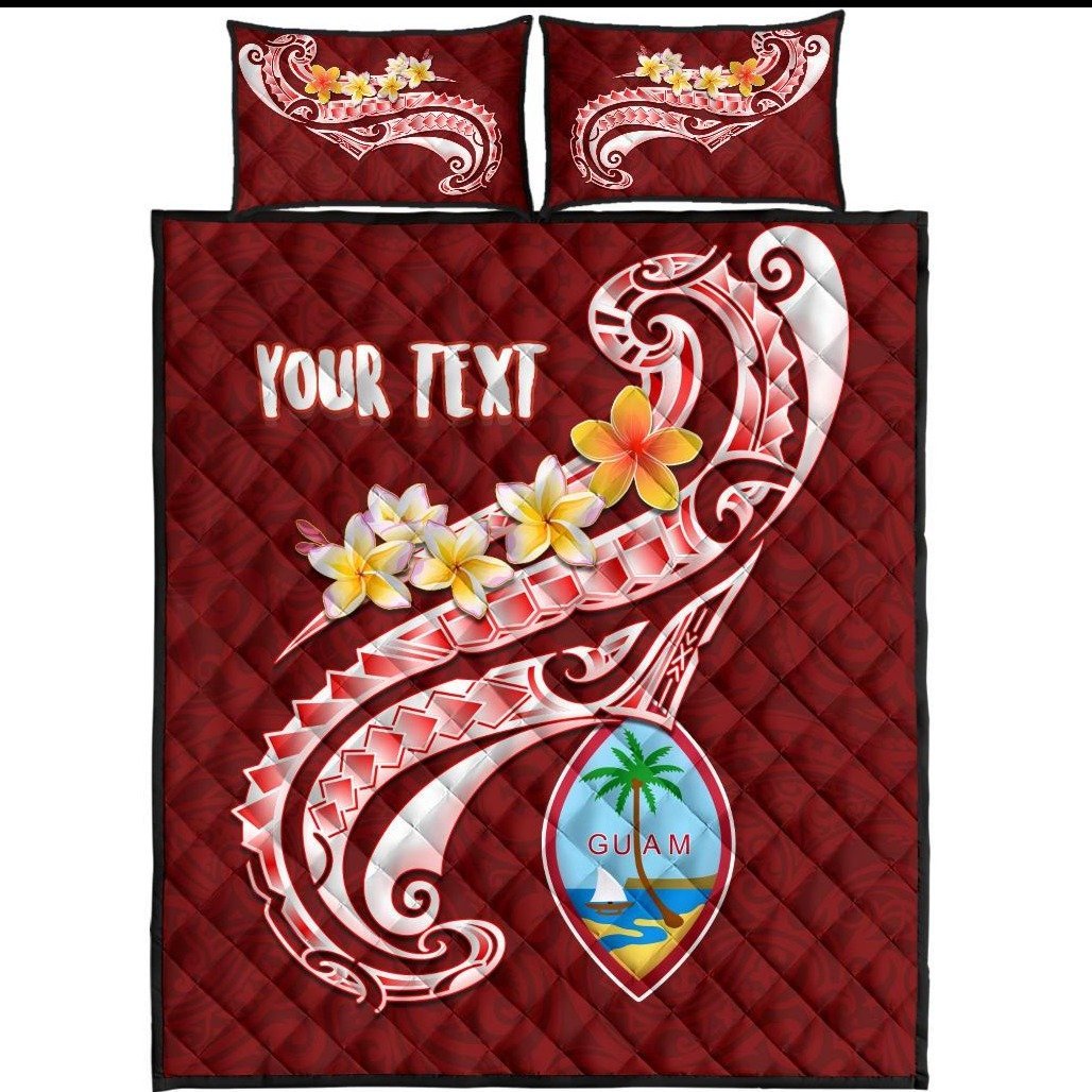 Guam Personalised Quilt Bed Set - Guam Seal Polynesian Patterns Plumeria (Red) - Polynesian Pride