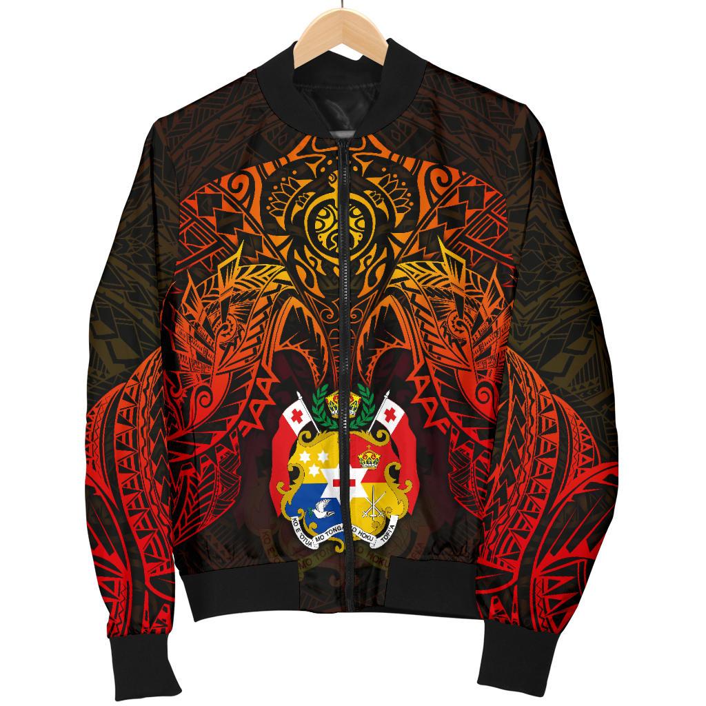 Tonga Polynesian Bomber Jacket (Men) - Red Manta Ray - Polynesian Pride