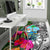 Guam Area Rug White - Turtle Plumeria Banana Leaf - Polynesian Pride