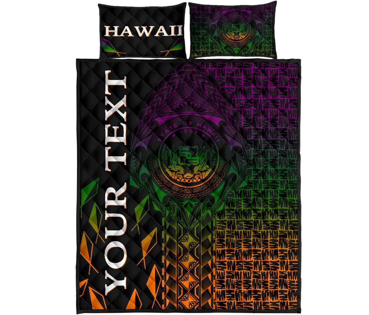 Hawaii Custom Personalised Quilt Bed Set - Hawaii Seal Rocket Style - Polynesian Pride