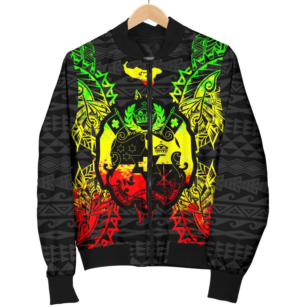 Tonga Polynesian Men's Bomber Jacket Map Reggae - Polynesian Pride