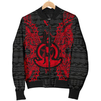 Vanuatu Polynesian Men's Bomber Jacket Map Red - Polynesian Pride