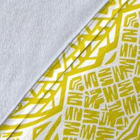 Hawaii Polynesian Tribal Premium Blanket - Circle Style Yellow And White - Polynesian Pride