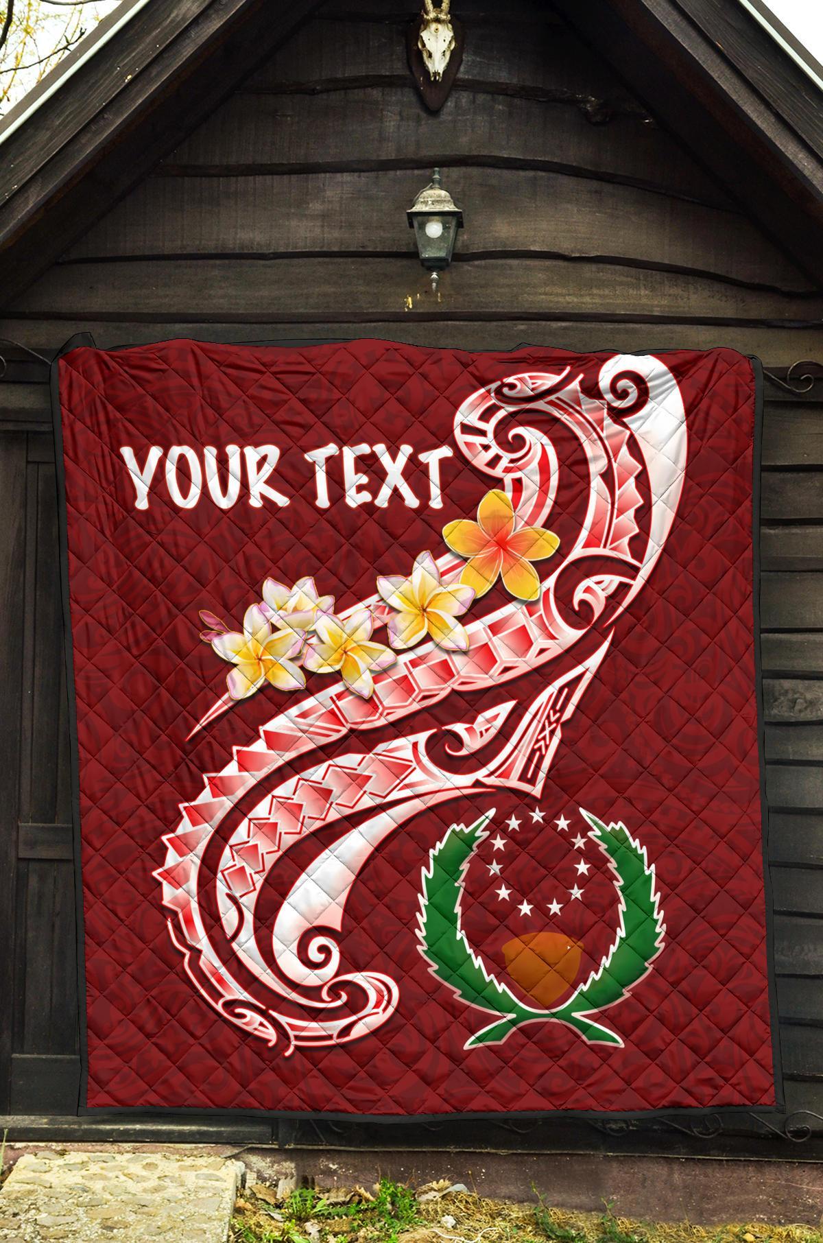 Pohnpei Personalised Premium Quilt - Pohnpei Seal Polynesian Patterns Plumeria - Polynesian Pride