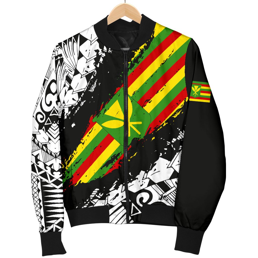 Polynesian Kanaka Flag Women's Bomber Jacket - Nora Style - White - Polynesian Pride