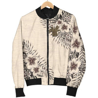 Niue Men's Bomber Jacket - The Beige Hibiscus - Polynesian Pride