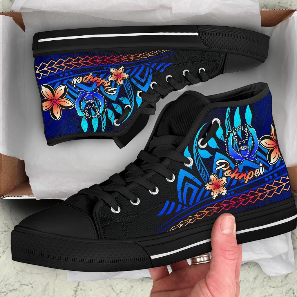 Pohnpei High Top Shoes Blue - Vintage Tribal Mountain - Polynesian Pride