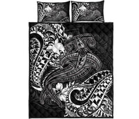 Papua New Guinea Quilt Bed Set - White Shark Polynesian Tattoo - Polynesian Pride