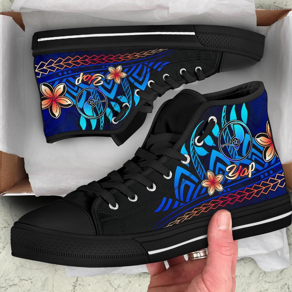 Yap High Top Shoes Blue - Vintage Tribal Mountain - Polynesian Pride