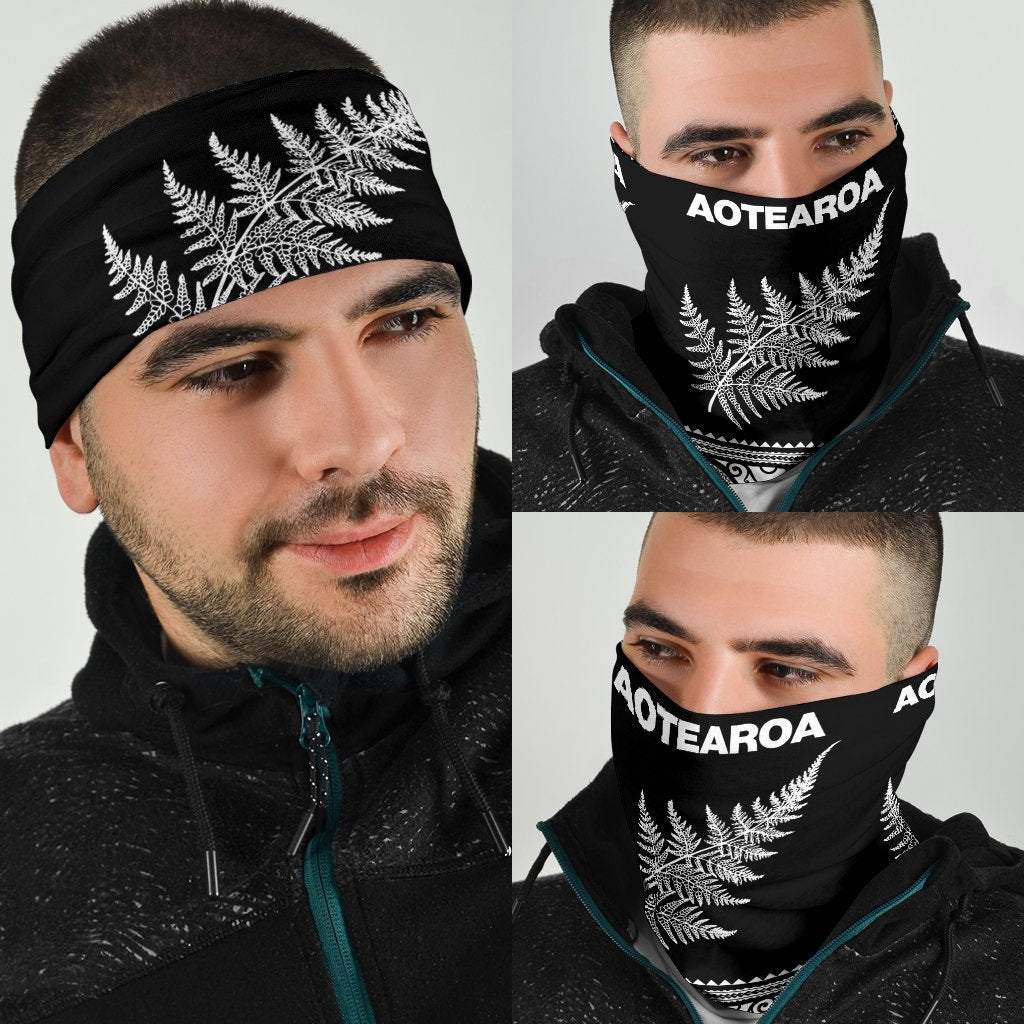 Aotearoa Maori Silver Fern Bandana K4x White - Polynesian Pride