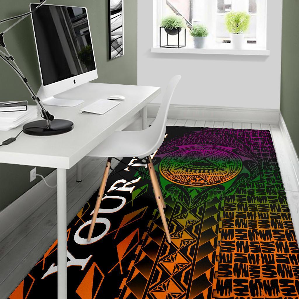 American Samoa Custom Personalised Area Rug - AS Seal Rocket Style - Polynesian Pride