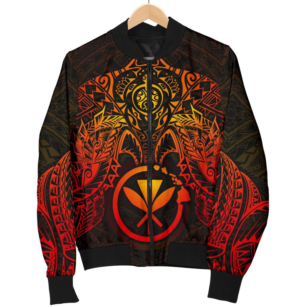 Polynesian Hawaii Bomber Jacket (Men) - Red Turtle Manta Ray - Polynesian Pride