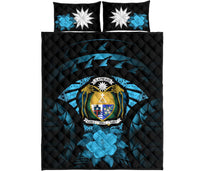Nauru Polynesian Quilt Bed Set Hibiscus Blue - Polynesian Pride