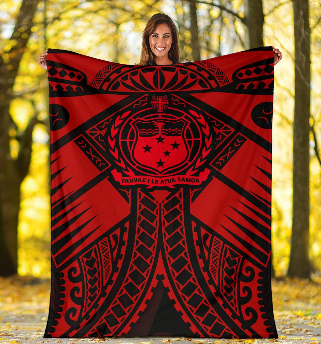 Samoa Polynesian Premium Blanket - Samoa Red Seal with Polynesian Tattoo - Polynesian Pride