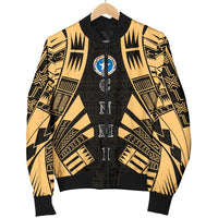 Northern Mariana Islands Men Bomber Jackets - Polynesian Tattoo Gold - Polynesian Pride