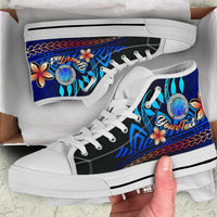 CNMI Custom Personalised High Top Shoes Blue - Vintage Tribal Mountain - Polynesian Pride