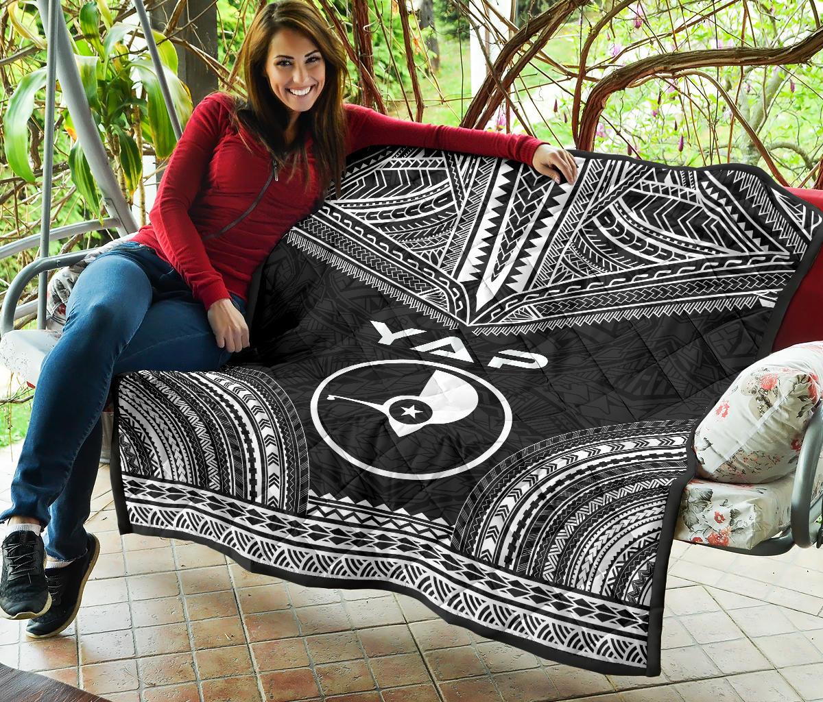 Yap Premium Quilt - Yap Flag Polynesian Chief Black Version - Polynesian Pride