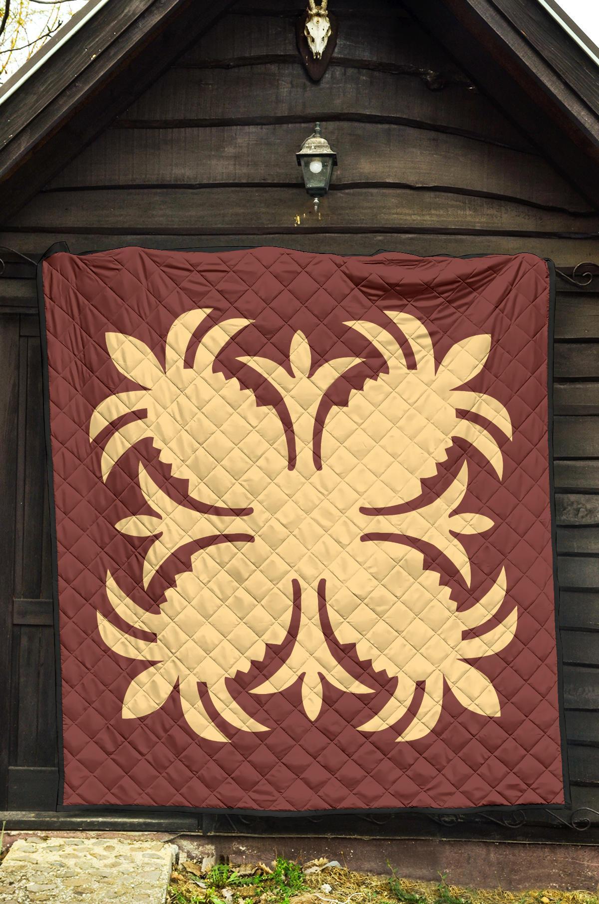 Hawaiian Premium Quilt Royal Pattern - Coral - A2 Style - Polynesian Pride