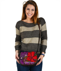 Hawaii Lauhala Hibiscus Polynesian Tropical Canvas Saddle Bag Pink - Wake Style - AH - Polynesian Pride