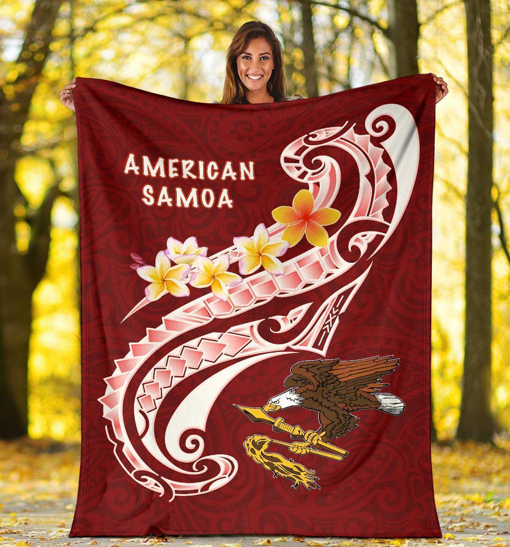 American Samoa Premium Blanket - AS Seal Polynesian Patterns Plumeria - Polynesian Pride