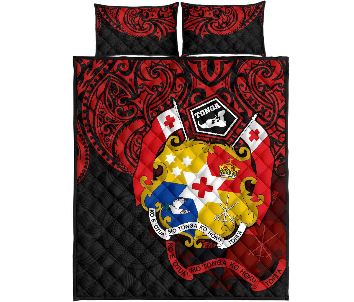 Tonga Polynesian Quilt Bed Set - Tongan Coat Of Arms Polynesian Tattoo - Polynesian Pride