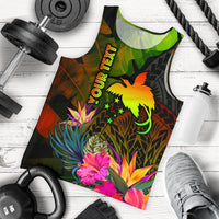Papua New Guinea Polynesian Personalised Men's Tank Top - Hibiscus and Banana Leaves Reggae - Polynesian Pride