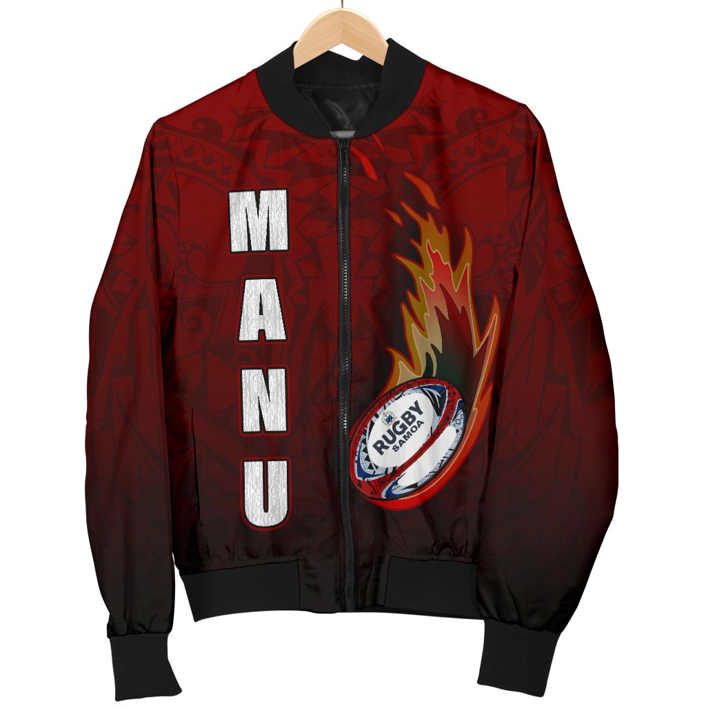 Samoa Men's Bomber Jacket - Manu Rugby Fire - Polynesian Pride