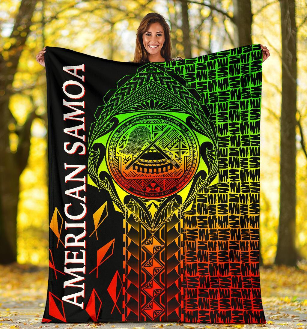 American Samoa Premium Blanket - AS Seal Rocket Style (Reggae) - Polynesian Pride